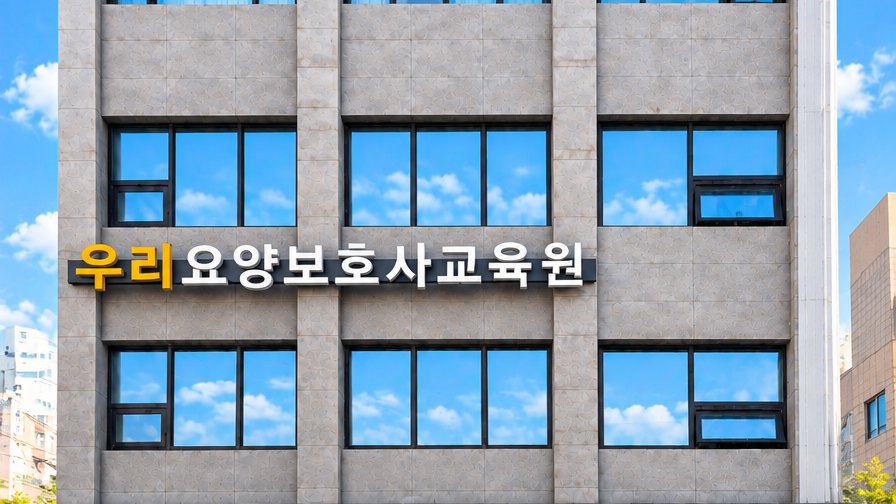 우리요양보호사교육원 건물 정면과 간판